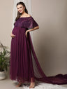 Maternity Gown with Detachable Trail