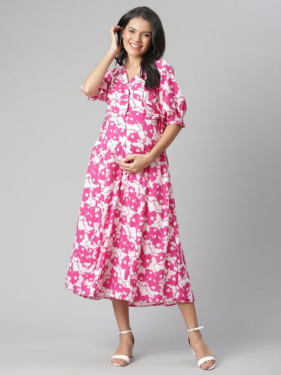 Pink Maternity Dress