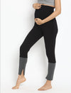 Maternity Winter Leggings (French Terry Lined) - Black/Grey