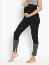 Maternity Winter Leggings (French Terry Lined) - Black/Grey