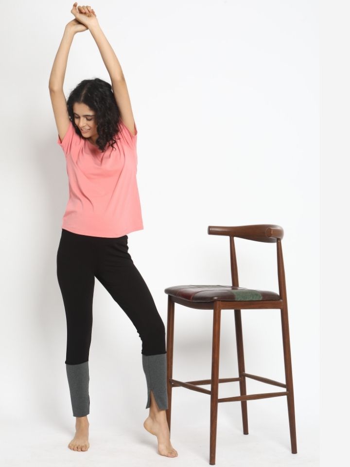 Maternity Winter Leggings (French Terry Lined) - Black/Grey