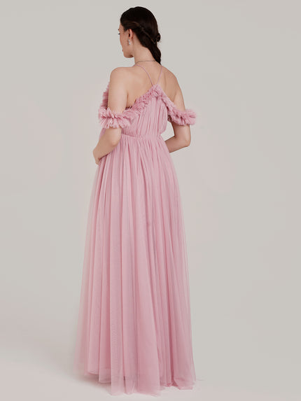 2 in 1 Pink Maternity Photoshoot Gown with Detachable Train