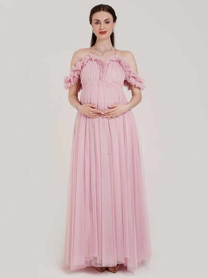 Pink Maternity Photoshoot Gown with Detachable Train Pink Maternity Photoshoot Gown with Detachable Train