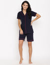 Maternity Night Suit Shorts Set- Navy Blue