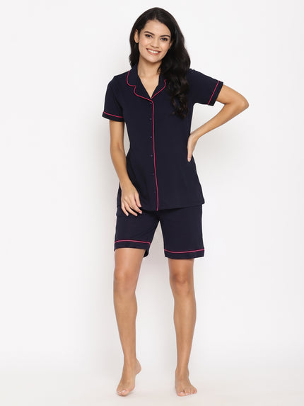 Maternity Night Suit Shorts Set- Navy Blue