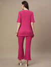 2pc. Maternity Ribbed Fuschia Top + Bootcut Pants Set