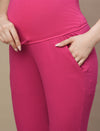2pc. Maternity Ribbed Fuschia Top + Bootcut Pants Set