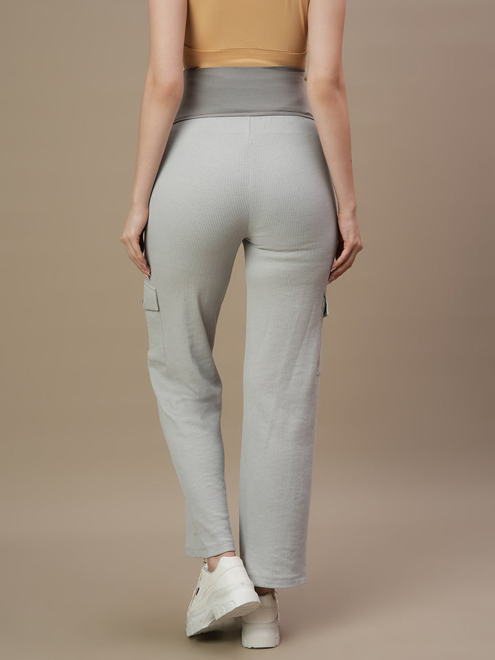 2pc. Maternity Waffle Hoodie Top + Straight Fit Pants Set