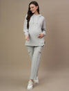 2pc. Maternity Waffle Hoodie Top + Straight Fit Pants Set