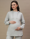 2pc. Maternity Waffle Hoodie Top + Straight Fit Pants Set