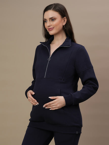Winter Fleece Maternity Co-ord Set- Navy Blue