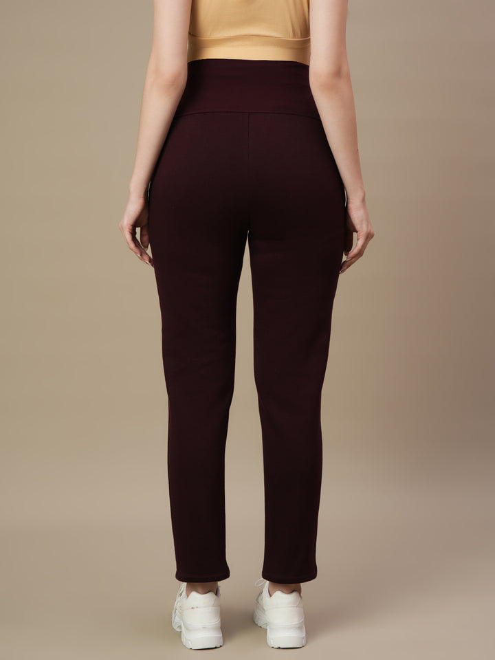 Winter Fleece Maternity Co-ord Set- Wine Berry