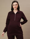 Winter Fleece Maternity Co-ord Set- Wine Berry
