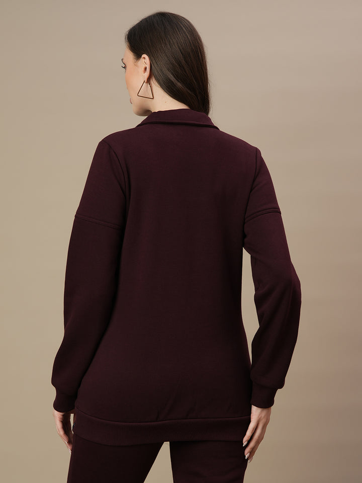 Winter Fleece Maternity Co-ord Set- Wine Berry