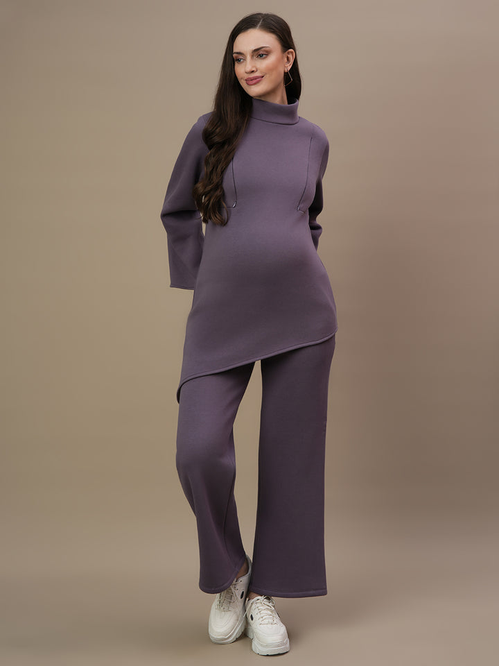 2pc. Maternity Winter Top & A-line Pants Set