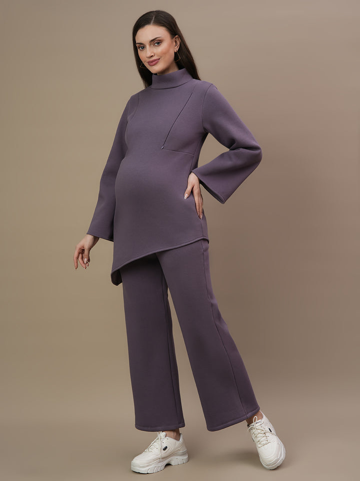 2pc. Maternity Winter Top & A-line Pants Set