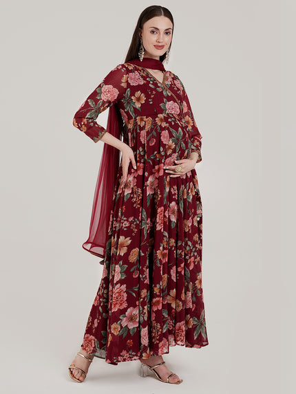 2pc. Maternity Anarkali Dress with Dupatta