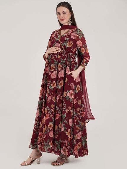 2pc. Maternity Anarkali Dress with Dupatta