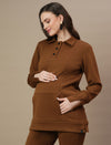 2pc. Maternity Winter Set, Collar Top & Bootcut Pants