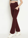 Maternity French Terry Bootcut Pants- Wine Berry