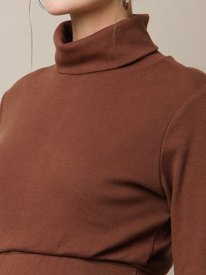 Feeding Overlay Rib-Knit Dress
