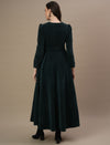 Green Woolen Maternity Gown with Belt