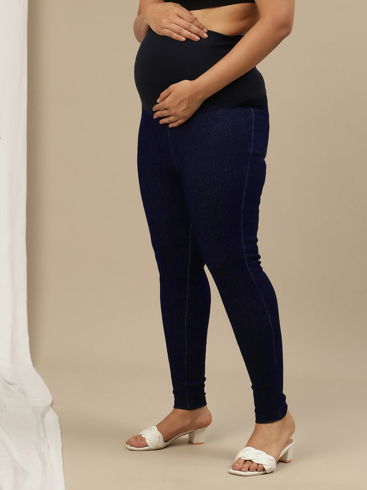 High-rise Maternity Jeggings- Navy Blue
