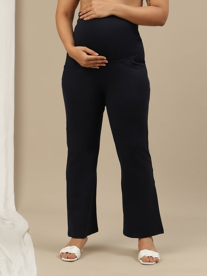 Ultra-Stretch Bootcut Maternity Pants- Blue