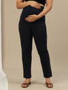 Ultra-Stretch Straight Leg Maternity Pants- Blue