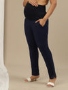 Ultra-Stretch Straight Leg Maternity Pants- Blue