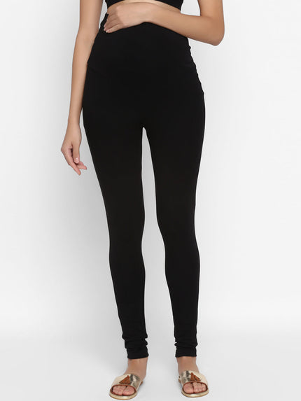 Maternity High-rise Churidar Leggings- Black