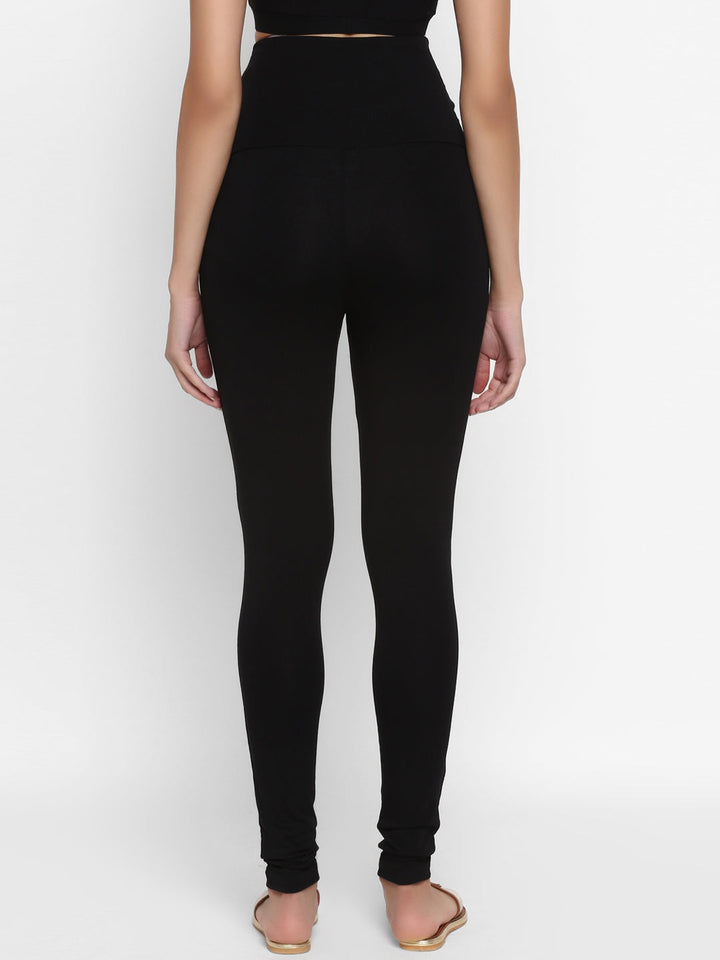 Maternity French Terry Churidar Leggings- Black