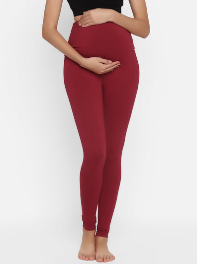 Maroon Maternity Churidar Leggings