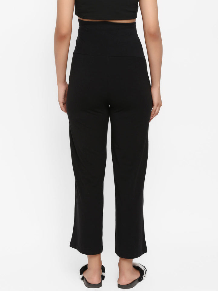 Maternity Wide-Leg Pants (French Terry Lined) - Black