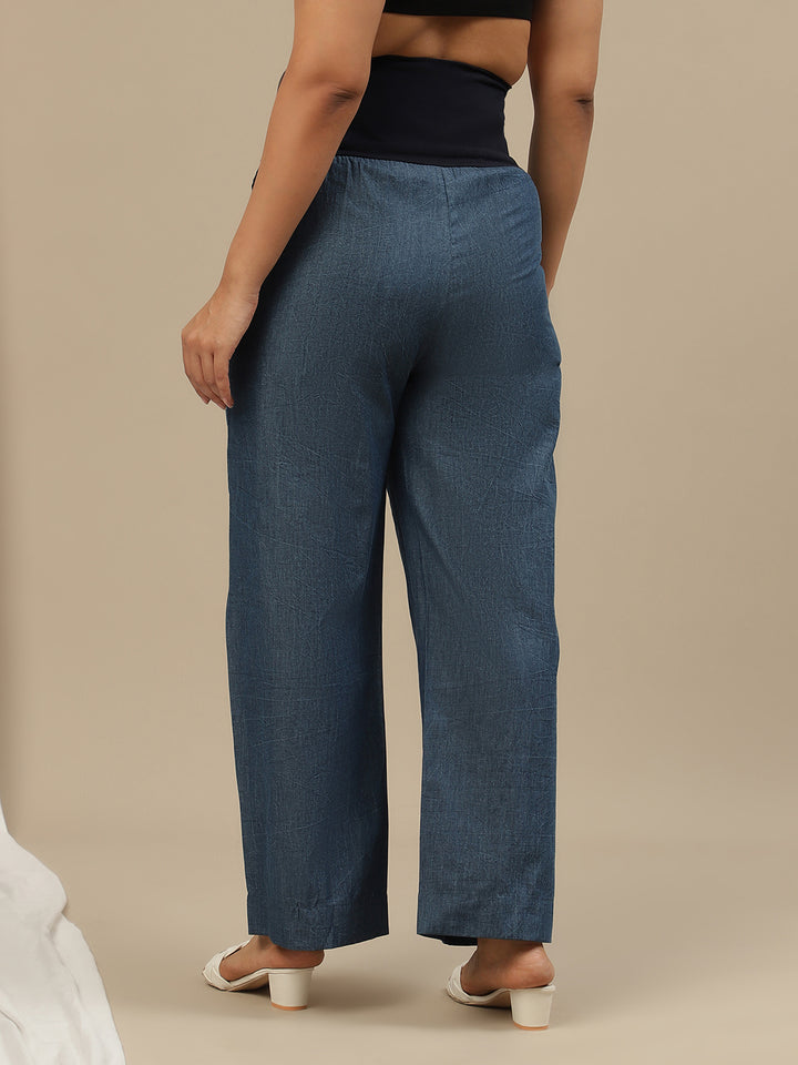 Wide-Leg Maternity Jeans- Dark blue