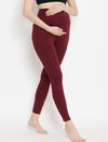 Maternity French Terry Leggings- Wine Berry