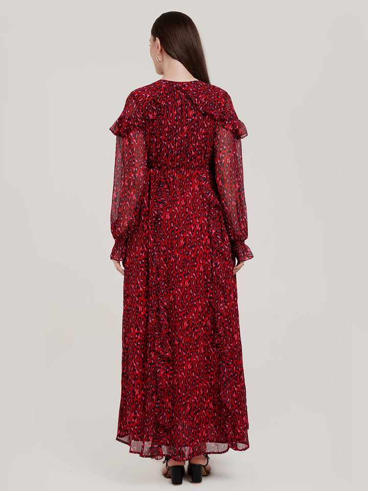 Animal Print Maternity Long Dress