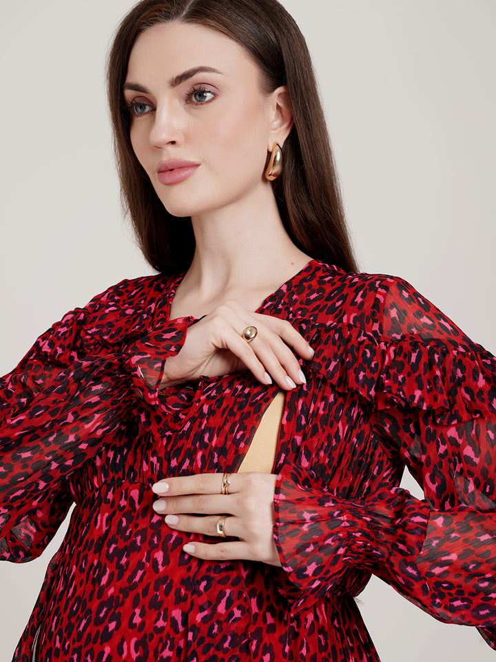 Animal Print Maternity Long Dress