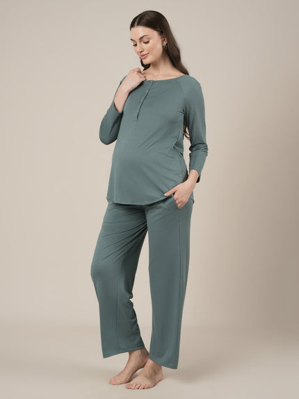 Aqua Green Maternity Wide Leg Lounge Pants