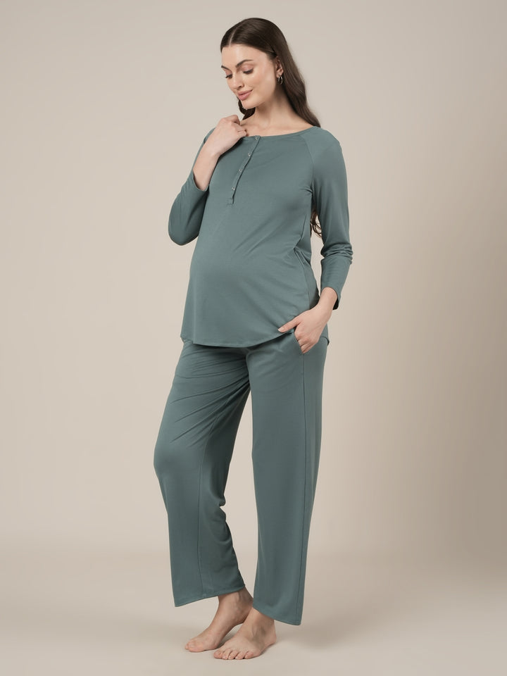 Aqua Green Maternity Wide Leg Lounge Pants