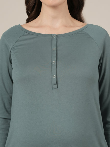 Aqua Green Maternity & Nursing Lounge Pajama Set