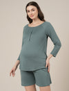 Aqua Green Maternity & Nursing Lounge Shorts Set
