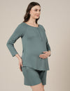 Aqua Green Maternity & Nursing Lounge Shorts Set
