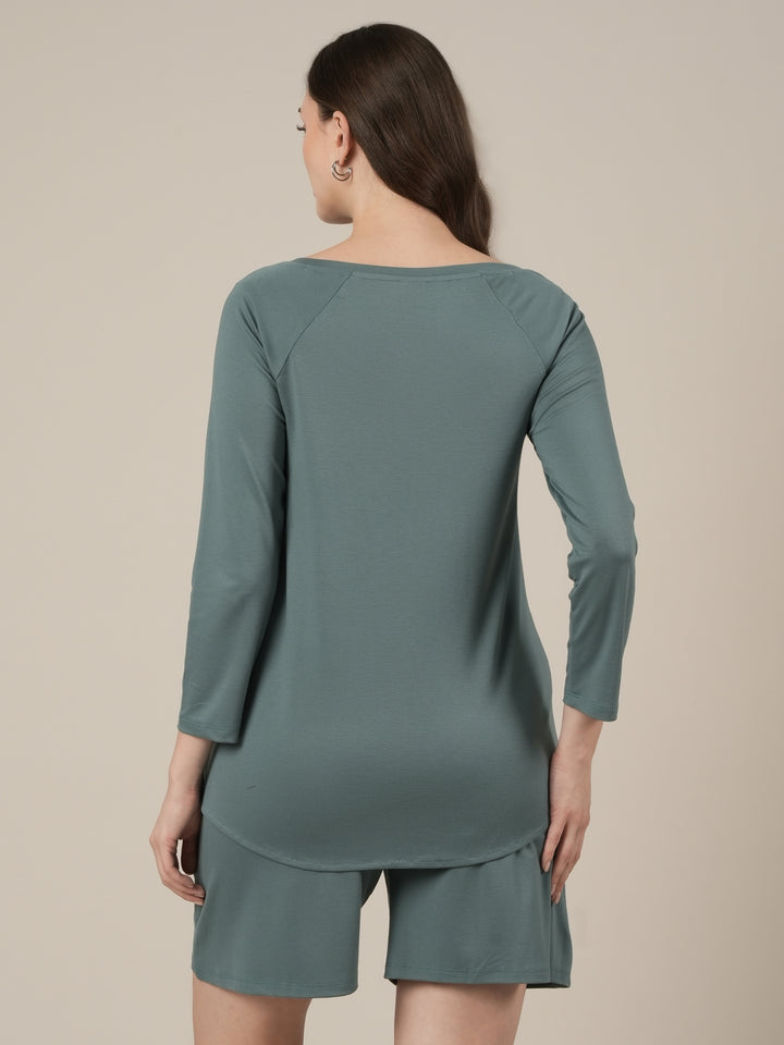 Aqua Green Maternity & Nursing Lounge Shorts Set