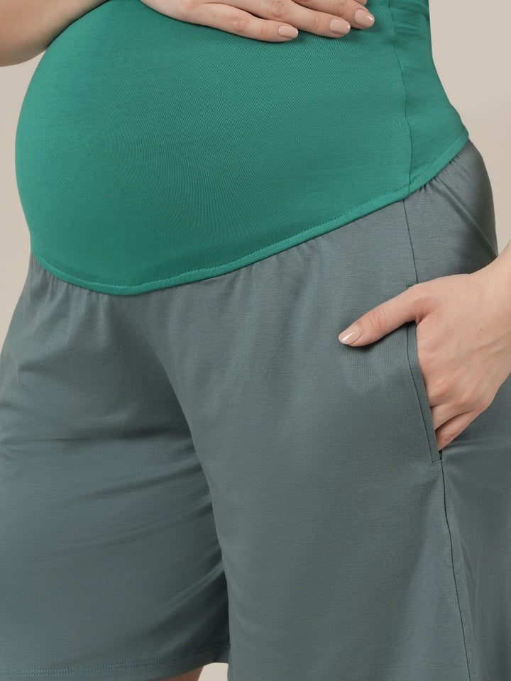 Aqua Green Maternity & Nursing Lounge Shorts Set