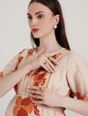 Beige Floral Maternity Long Dress