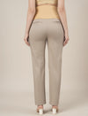 Stretchy Cotton Straight Fit Maternity Pants-Beige