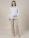 Stretchy Cotton Wide Leg Maternity Pants-Beige