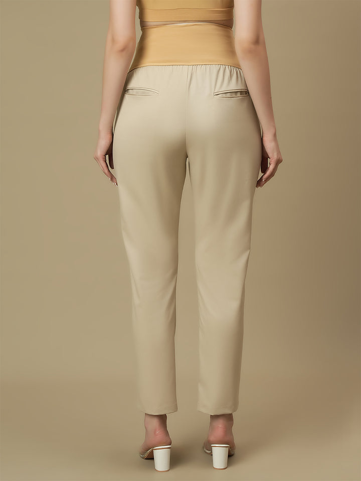 Beige Maternity Formal Dress Pants