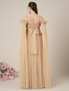 Beige Maternity Baby Shower Photoshoot Gown with Detachable Sleeves